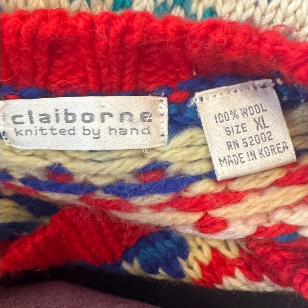 Liz Claiborne Women’s 100% Wool Crew Neck Long Sleeve Festive Sweater Size XL - Picture 12 of 12